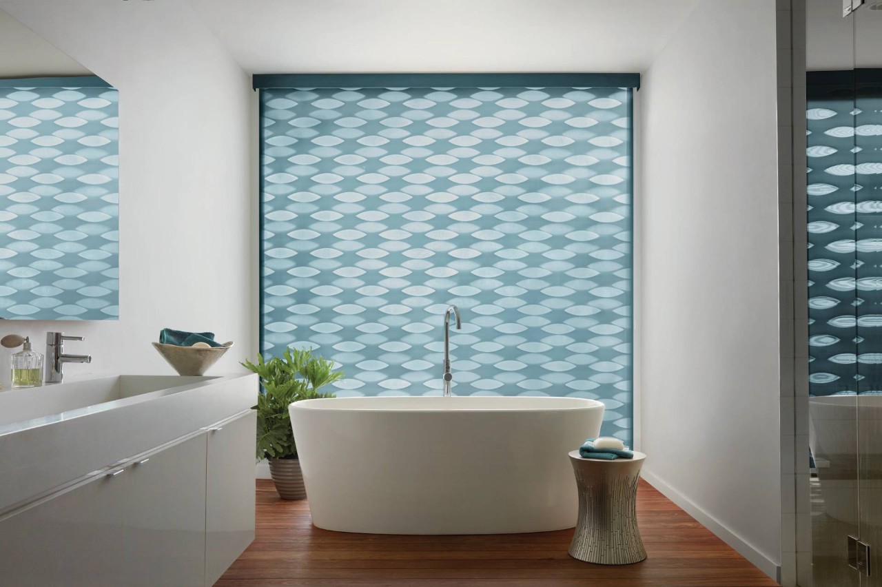 Hunter Douglas Designer Banded Shades in bathrooms near Key West, Key Largo, and Marathon, Florida (FL)