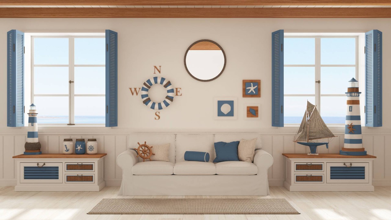 A living room with a coastal design style at Royal Furniture & Design near Key West, FL